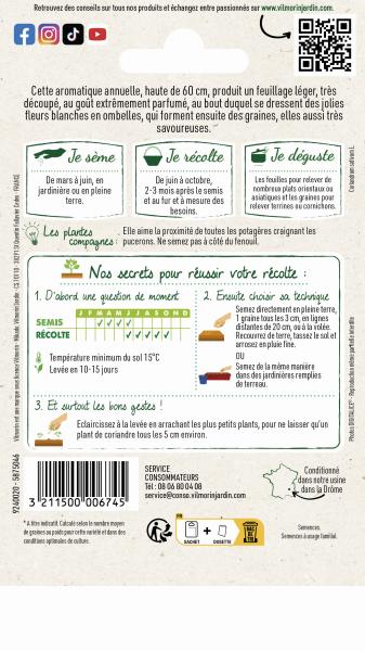 Aromatiques - Coriandre cultivée - MEDIA_PACKAGING_VERSO